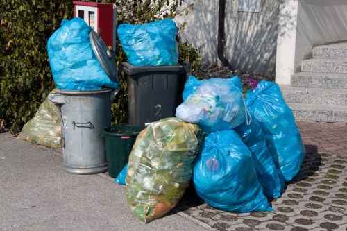 Recycling bins for different waste types